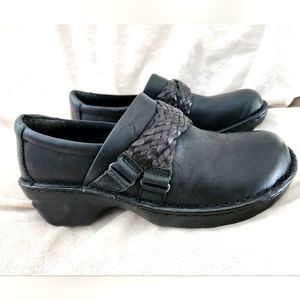 b-o-c Oiled Black Leather Clogs